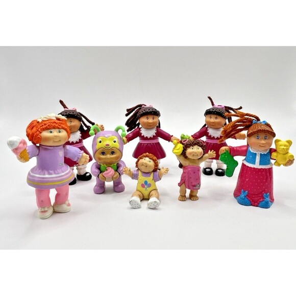 Vintage Cabbage Patch Kid Figures 80s 90s PVC Mini Figurines Yarn Hair Lot Of 8 - Picture 1 of 16